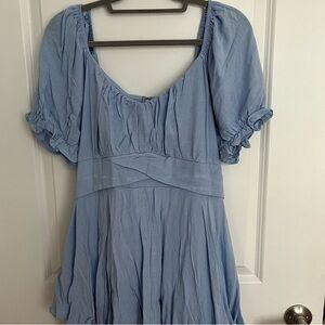 Light Blue Puff Sleeve Dress
